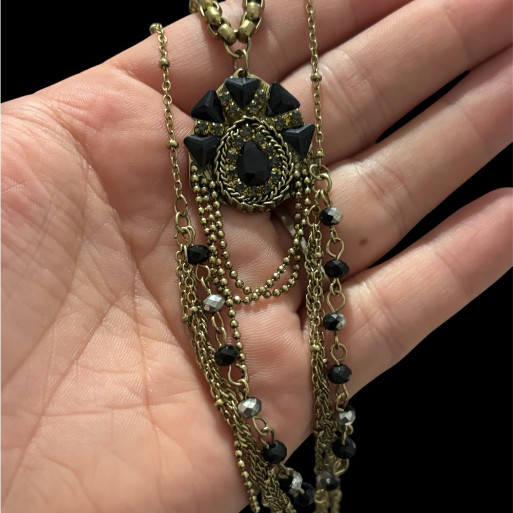 Chic Black and Gold Layered Necklace